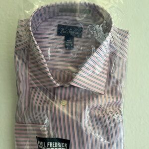 Paul Fredrick Pink Striped Long Sleeve Shirt